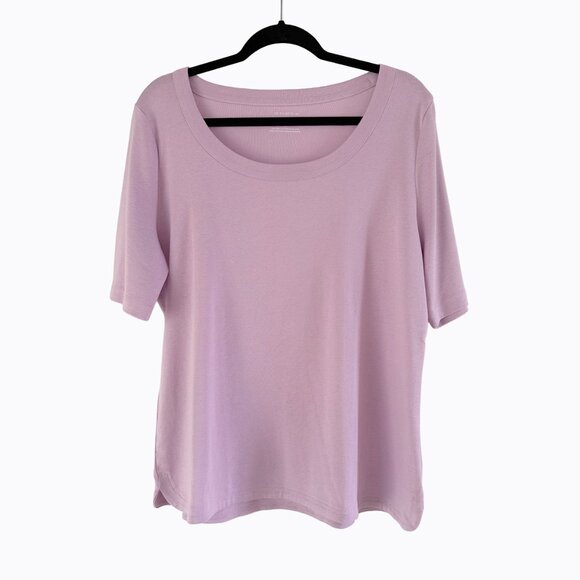 Talbots Tee Pima Cotton Lilac T-Shirt Scoop Neck Casual Y2K 90s Cottagecore SzXL - Picture 6 of 6